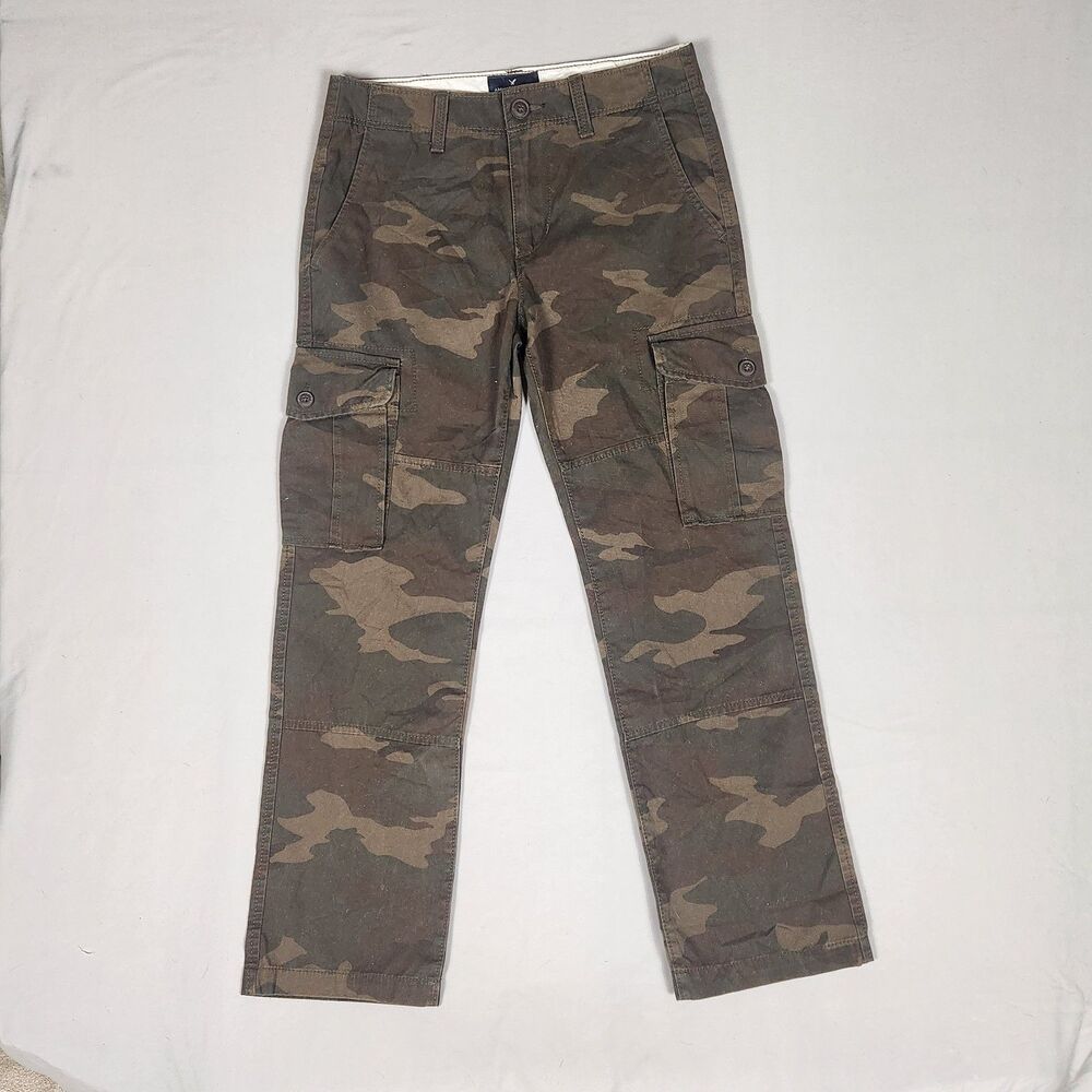 American Eagle Camo Cargo Pants Mens 28x30 Original Straight Military Camouflage
